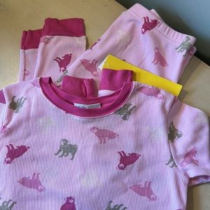 Pink PUG Dogs Thermal Pajama Lounge Shirt & Pants SET NEW NWT